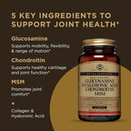 Solgar Glucosamine Hyaluronic Acid Chondroitin MSM (Shellfish-Free), 60 Tablets - Joint Support & Comfort - Supports Active Lifestyles - Non-GMO, Gluten Free, Dairy Free - 20 Servings