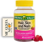 Spring Valley Biotin Vegetarian Gummies, Strawberry, 2500 mcg, 60 Count Pack of 01 + me Gusta Sticker