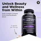 Vital Vitamins Multi Collagen Capsules with Biotin, Hyaluronic Acid, Vitamin C - Type I, II, III, V, X Peptides - Collagen Supplements for Men & Women - Hair, Skin, Nails Beauty Complex - 150 Count