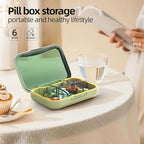 Portable Pill Box, Pill Organizer with 6 Compartments, Daily Medicine Pill Case, Pocket Size Pill Box for Travel, BPA Free Small Pill Container for Vitamins, Fish Oil, Supplements (Green)