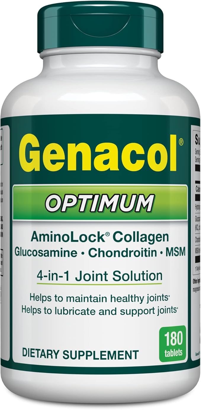 Genacol Optimum – Glucosamine, Chondroitin, MSM & Ultra-Hydrolyzed Collagen, Joint Support Tablets, 180 Count (60-Day Supply)