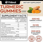 Turmeric Curcumin Gummies, Gummy with 500mg Turmeric Curcumin and Ginger with Black Pepper Extract for High Absorption,Mango Flavor (60 Count（Pack of 2）)