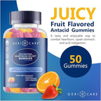 GeriCare Antacid with Vitamin D Gummies, Compare to TUMS Gummy Bites, Fruit Flavor, 50 Count, Non-GMO, Gluten-Free, Vegan, Naturally Sourced for Heartburn, Upset Stomach & Acid Indigestion (2 Pack)