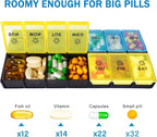 Mossime XL Large Daily Pill Organizer 2 Times a Day, Extra 7 Day Pill Box Am Pm, Weekly Day Night Vitamin Holder, Medicine Organizer, Big Pill Container, Medication Dispenser 14 Compartments