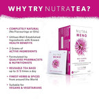 Nutra Tea NutraMeno - Menopause Tea, Red Clover Tea - Perimenopause & Menopause Relief For Women - Includes Red Clover, Sage & Rose - 120 Individually Wrapped Bags - Herbal Infusion (6 Pack)