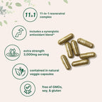 Micro Ingredients Resveratrol NAD Complex 3,000mg for Women & Men, 240 Veggie Capsules | NMN Supplement Alternative | 11-in-1 Blend with NAD+, Quercetin, Moringa, Berberine, Grape Seed, & Oregano