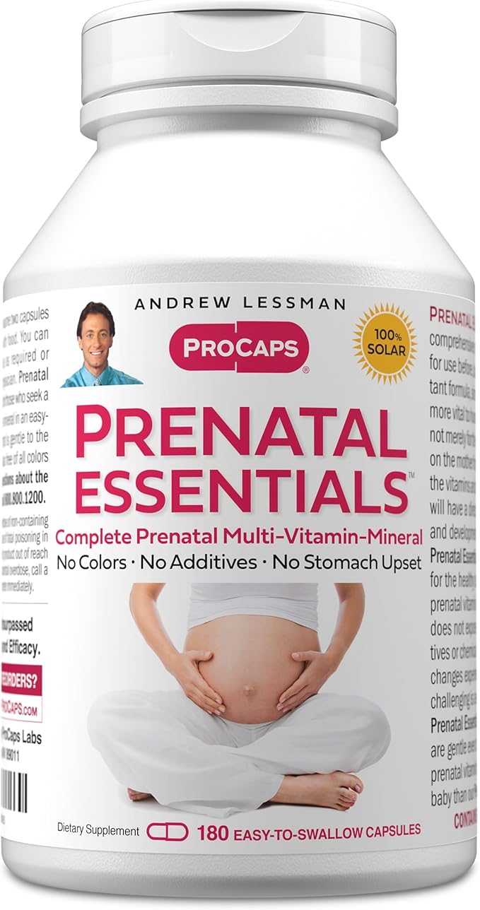 ANDREW LESSMAN Prenatal Essentials 180 Capsules - Complete Prenatal Vitamins for Women, No Additives, Nutrients for Womens Pregnancy, Postnatal-Folate Prenatal with Iron