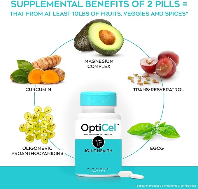 OptiCel Joint Health - Joint Support Supplement, Promotes Easy Movement, Joint Pain Supplement, Supports Muscle Health & Mobility, All Natural, Plant-Based & Non-GMO, 60 Capsules