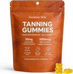 Savanna Skin Sunless Tanning Gummies for Natural Bronze Glow - with Beta Carotene, Vitamin C & E - Vegan & Sugar-Free Skin Hydration Supplement - 60 Count