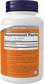 NOW Foods Supplements, Glycine 1,000 mg Free-Form, Neurotransmitter Support*, 100 Veg Capsules