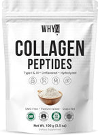 Bovine Collagen Peptides Powder Hydrolyzed Type I & III Protein, Grass-Fed Pasture-Raised Source, Unflavored Collagen Supplement Paleo-Friendly for Active Lifestyles & Wellness Non-GMO, 100g (3.5 oz)