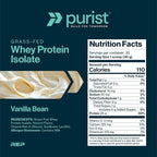 PURIST REP Whey Protein Powder, Premium Vanilla Grassfed Isolate,Workout Recovery, Keto Friendly, Clean Nutrition Meal Replacement, Promotes Lean Muscle, Sugar and Gluten-Free Women Men, 2 Lb