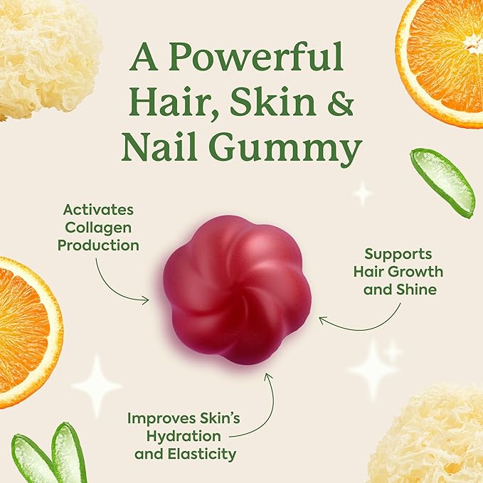Plant People WonderBeauty Hair, Skin & Nails Rejuvenation Gummies with Tremella Mushroom, Collagen Peptides, Keratin, & Biotin – Watermelon Flavor, 60 Gummies