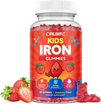 Iron Gummies for Kids & Teens, Kids Multivitamin with Iron Supplement, Calcium, Folate, Zinc, Prebiotic - for Blood Builder & Energy Support, Iron Deficiency - Vegan & Non-GMO - 60 Count Strawberry