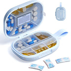 Travel Pill Organizer, Daily Pill Box 8-10 Compartments Adjustable, 7 Day Weekly Label Small Pill Case, Portable Medicine Container Moisture Proof Dry Vitamin Supplement for Pocket Purse-Blue