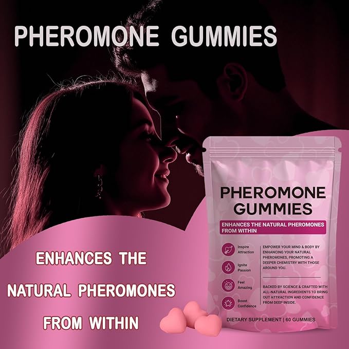 Pheromone Gummies for Women, Charisma & Confidence & Social Vibe,with Maca,Beetroot,Fenugreek,Slippery Elm,Parsley & L-Arginine, Sugar Free,Strawberry Flavor