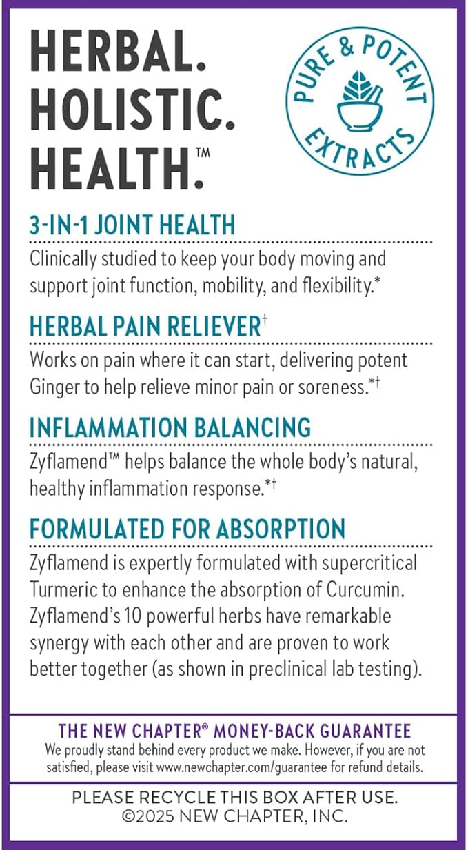 New Chapter Zyflamend™ Joint Supplement & Herbal Pain Relief – 10-in-1 Superfood Blend with Turmeric, Ginger & Green Tea - for Healthy Inflammation Response, Mobility & Flexibility, 120 Capsules