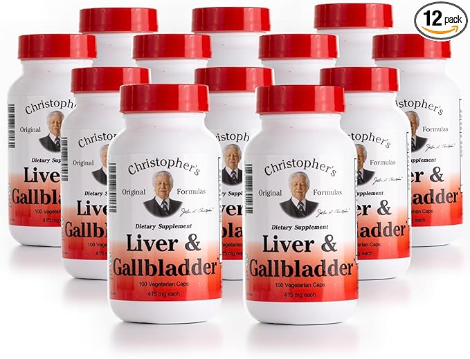 Christopher's Original Formulas Liver & Gallbladder Formula Capsules - Gallbladder Supplements with Digestive Enzymes - Supports Digestive System with Natural Herbs - Pack of 12