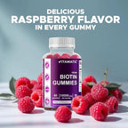 Vitamatic Biotin Gummies 10,000 mcg for Stronger Hair, Skin & Nails - 60 Vegan Gummies - Also Called Vitamin B7 (1 Bottle)