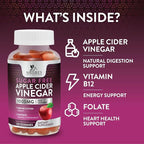 Apple Cider Vinegar Gummies for Weight Loss, Zero Sugar - Apple Cider Vinegar Powder 1000mg Per Serving - Vegan Apple Cider Vinegar Gummy for Detox & Cleanse - Sugar Free ACV Supplement - 120 Gummies