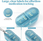 Betife AM PM Pill Organizer 7 Day, Weekly Pill Organizer 2 Times a Day, Daily Pill Box AM PM, Portable Travel Medicine Case, Day Night Pill Container for Medication, Vitamin or Supplement（Ocean Blue）