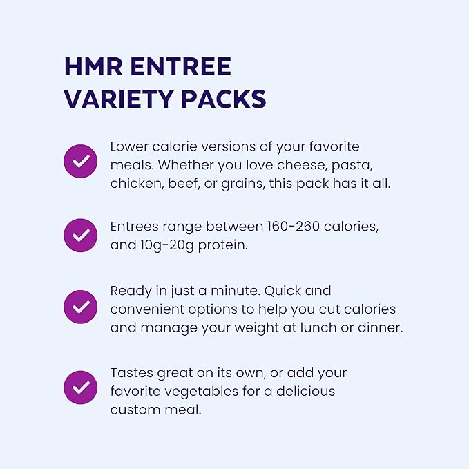 HMR Customer Favorites Entrée Pack | Ready to Eat Meals – Shelf Stable, No Refrigeration | Prepared Meals for Lunch or Dinner | 6 Premade, High-Protein, Low-Calorie | 7–8 oz Microwave-Ready