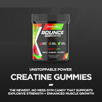 Bounce Pro Creatine Monohydrate Gummies for Men & Women, Low Calorie, 6G of Creatine per Serving, Vegan, Anti-Melting, Gluten-Free, Non-GMO, 2g of Creatine per Gummy (51ct, Cherry Lime)