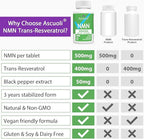 Sublingual NMN 500mg + Trans-Resveratrol 400mg, 3-in-1 Advanced Formula 99% Pure NMN Resveratrol Supplement for Boost* NAD, Cell, Immune, Energy & Muscle, Anti-Aging, 120 Lozenges, 120-Day Supply