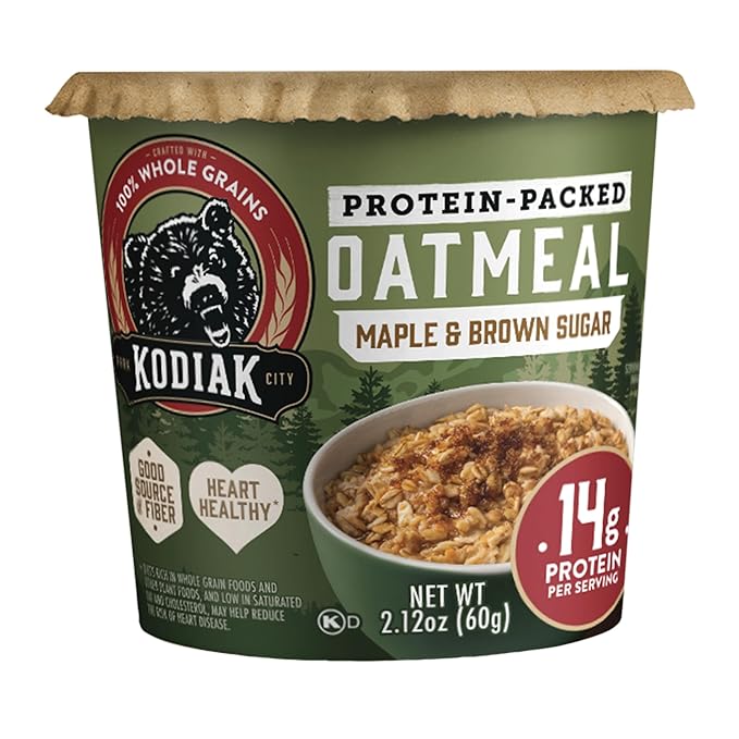 Kodiak Cakes Instant Protein Maple & Brown Sugar Oatmeal in a Cup, 2.12oz (Pack of 12)
