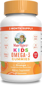 MARYRUTH'S Vegan Omega 3 Gummies for Kids 2+, 2 Month Supply, Sugar Free, Omega 3 Supplement with Vitamin C, Flaxseed Oil, Immune Support, Essential Nutrient ALA, No Fish Taste, 60 Count