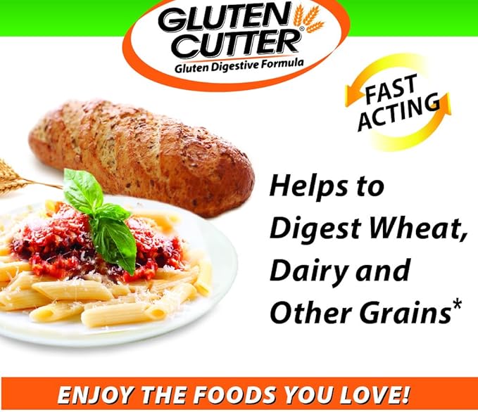 Healthy Digestives Gluten Cutter Enzyme Formula - Helps Improve Your Bodies Gluten Digestion and Assist in Breaking Down Wheat, Dairy and Other Grains - Capsules - 30 Servings