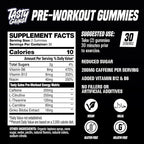 TASTY GAINS - Pre-Workout Gummies – Energy & Focus Boost, Caffeine Gummies for Men & Women, 200mg of Caffeine, Fat-Burning Preworkout for Strength & Endurance (60, Pineapple Mango)