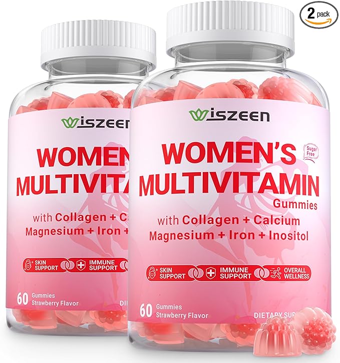 Sugar Free Methylated Multivitamin for Women Gummies, Biotin, Collagen, Calcium, Magnesium, Inositol, Folate, Iron, Vitamin A, C, D, E - Womens Vitamins for Energy, Immune, Bone, Skin, Hair