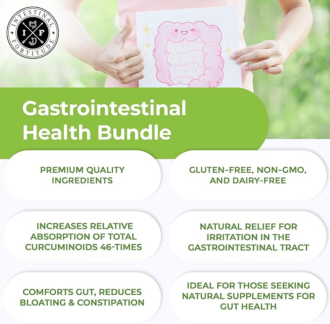 Intestinal Fortitude AI-5 & GLR-6 Digestive Health Supplement Bundle w/Glutamine, Turmeric, Curcumin for Gut Health Capsule Supplement & Support Digestive Health, Non-GMO, Dairy Free - 30-Day Supply