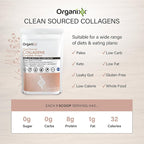 Organixx Clean Sourced Collagen Peptides Powder with Vitamin C, Types I, II, III, V, X Hydrolyzed Collagen, Hair, Nail, Skin, Bone & Joint Health, Aging Support, Gluten Free, Unflavored, 20 Servings