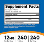 Nutricost Melatonin 12mg, 240 Tablets - 12mg Per Serving, Non-GMO, Gluten Free