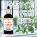 Black Cohosh (Cimicifuga Racemosa) Dry Root Glycerite, Made in Hawaii, Raw Materials, All Natural, Vegan, Lab Tested Alcohol-Free Liquid Extract - 4 fl.oz