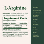 Nature’s Bounty L-Arginine 1000mg for Supporting Blood Flow and Vascular Function – Non-GMO, Gluten Free, 50 Tablets