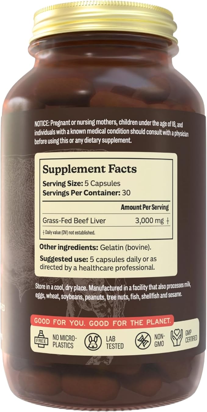 MK Supplements Grass Fed Beef Liver Supplement, Supports Energy Production, Detoxification, Digestion, Immunity and Full Body Wellness, Non-GMO, Freeze Dried, 30 Servings (3,000 mg Each)