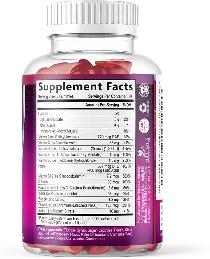 Multivitamin Gummies for Adult with Vitamins A, C, D, B12 - Gummy Multivitamins for Daily Nutritional Support with Vitamins & Minerals for Women & Men, Nature's Multi VIT Vitamin - 60 Gummies