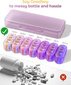 Weekly Pill Organizer 7 Day AM PM - Travel Pill Box 2 Times a Day with One-Hand Easy-Open Lid, 14 Compartments Portable Medicine Case for Daily Vitamins, Fish Oil, Pills and Supplements