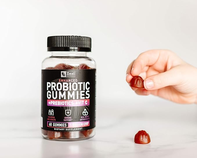Probiotic Gummies for Adults and Kids (60 Count | 5 Billion CFU) w/Organic Berry Antioxidants & Vitamin C for Immune Support and Digestion gummy- Prebiotics and Probiotics for women Gummies