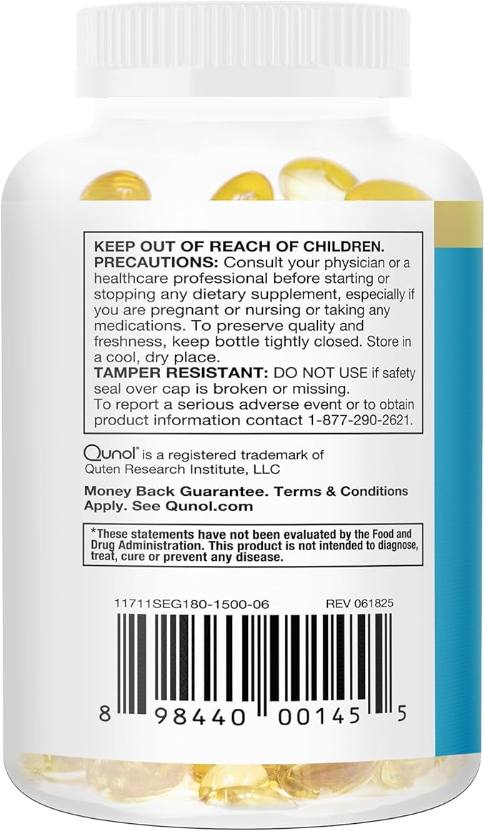 Qunol Fish Oil Omega 3 Mini Softgels, 1000mg Omega 3 EPA + DHA, Ultra Pure Supplements, Heart Health Support, Lemon Flavor, Easy to Swallow Minis, 3 Month Supply, 180 Count