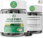 M inch Fiber Gummies for Adults Women Men Sugar Free - Fiber Supplement Support Digestive, Gut & No Bloating* - 7g High Fiber per Serving, Daily & Soluble, 2 Pack, Apple Flavor, Vegan, Non GMO