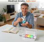 Betife Removable Travel Pill Organizer, Weekly Pill Organizer for 1 Time a Day with Easy Sliding Drawers, Large Pill Box with Airtight Seals for Supplements and Vitamins, White