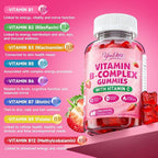 2 Pack Vitamin B-Complex Gummies for Women & Men, Methyl B12, B1, B2, B3, B5, B6, B7 & B9 - Vitamin B Complex with Vitamin C Supports Energy & Immune Function, Strawberry Flavor, 120 Count