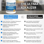 Pure Potassium Bicarbonate Supplement Capsules pH Balance Pills, High Potassium Electrolytes 1200mg Serv. USA Made Potassium Bicarbonate Food Grade, Acid-Alkaline Balance Immunity Endurance 2-Pack