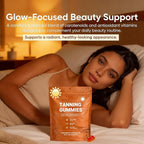 Tanning Gummies Fast Tan Without Sun,with Astaxanthin, Beta-Carotene, Lycopene & Vitamins C & E,Skin Radiance & Hydration for Natural Looking Glow, Vegan & Sugar-Free, 60 Count