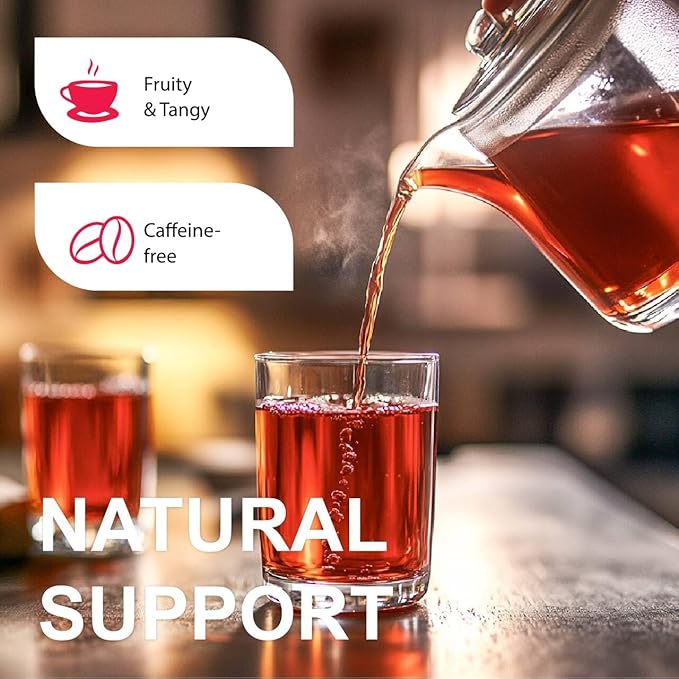 WT WEETEE Rosehips Hibiscus Tea Bags, Made with Rosehip & Hibiscus Flowers, Natural Caffeine-free Herbal Tea 2.5g x 60 Counts