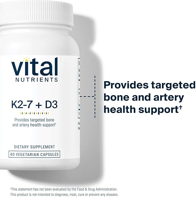 Vital Nutrients Vitamin D3 + K2-2000 IU - Vitamin D3 K2 Supplement - Vitamin D Complex for Healthy Calcium Levels, Muscle & Bone Health - Gluten, Dairy, Soy Free - 60 Capsules